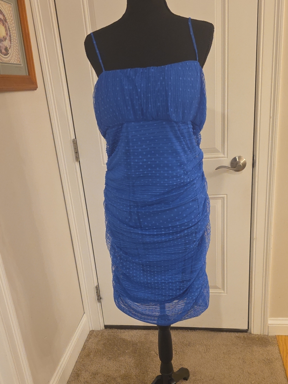 BCBGeneration Royal Blue Spaghetti-Strap Ruched Mini Dress